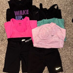 Nike Bundle of 5 XS/S Workout Tank Tops & Small Biker Shorts